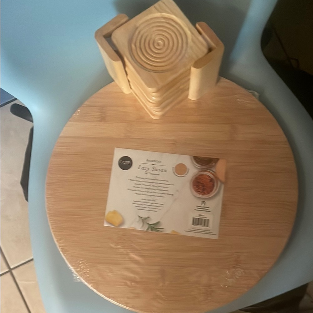 Bamboo Lazy Susan with Coasters